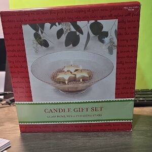 Candle Gift Set with Glass Bowl and Floating Stars